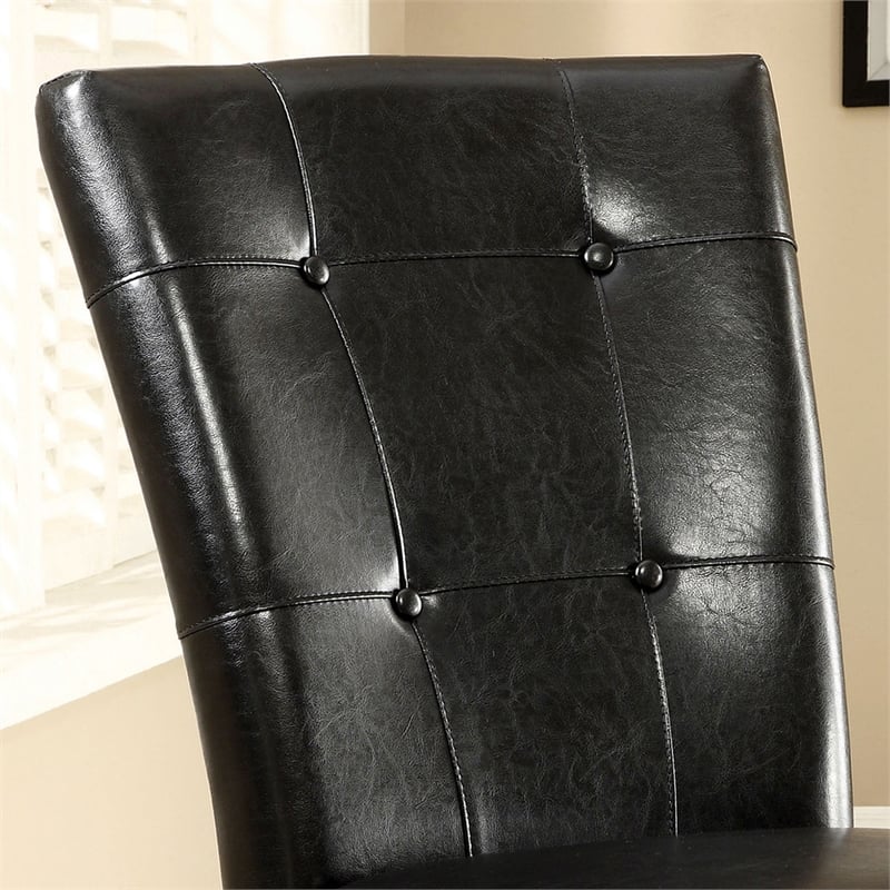 Furniture of America Peeves Faux Leather Dining Chair in Espresso (Set of 2)