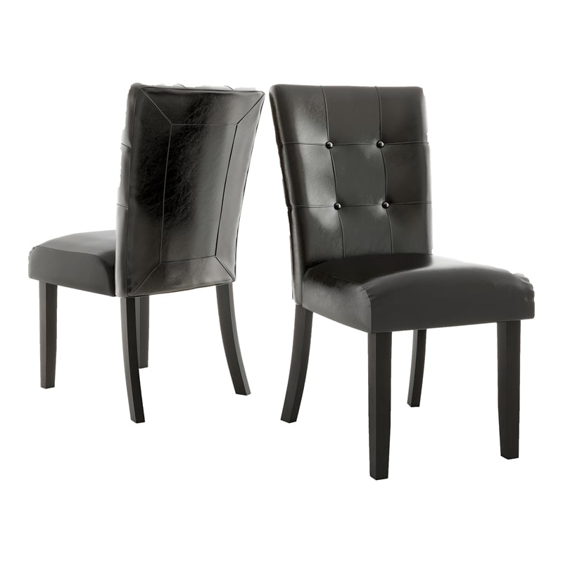 Furniture of America Peeves Faux Leather Dining Chair in Espresso (Set of 2)