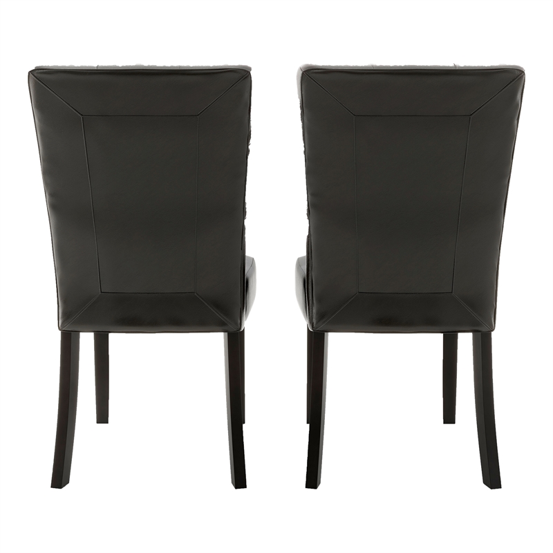 Furniture of America Peeves Faux Leather Dining Chair in Espresso (Set of 2)