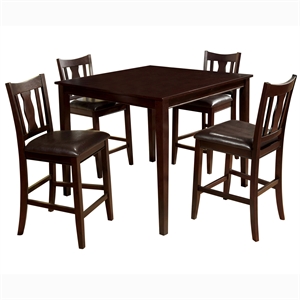 furniture of america castleman 5-piece wood counter dining set in espresso