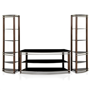 furniture of america abello metal 3-piece entertainment center set in brown