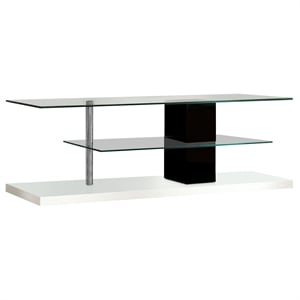 Furniture of America Norten Glass Top 63-inch TV Stand in Black and White