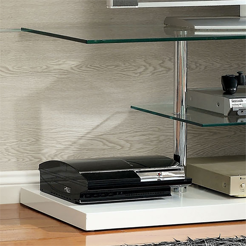Furniture of America Norten Glass Top 63-inch TV Stand in Black and White