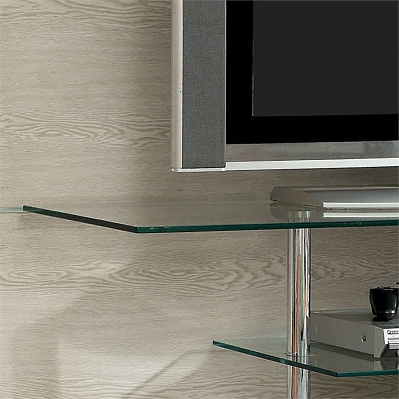 Furniture of America Norten Glass Top 63-inch TV Stand in Black and White