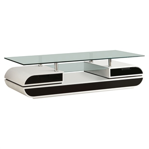 furniture of america duri contemporary glass top tv stand in white and black