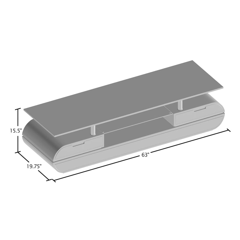 Furniture of America Duri Contemporary Glass Top TV Stand in White and Black