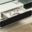 Furniture of America Duri Contemporary Glass Top TV Stand in White and Black