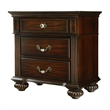 Furniture of America Damos Solid Wood 3-Drawer Nightstand in Dark Walnut
