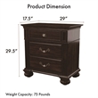 Furniture of America Damos Solid Wood 3-Drawer Nightstand in Dark Walnut