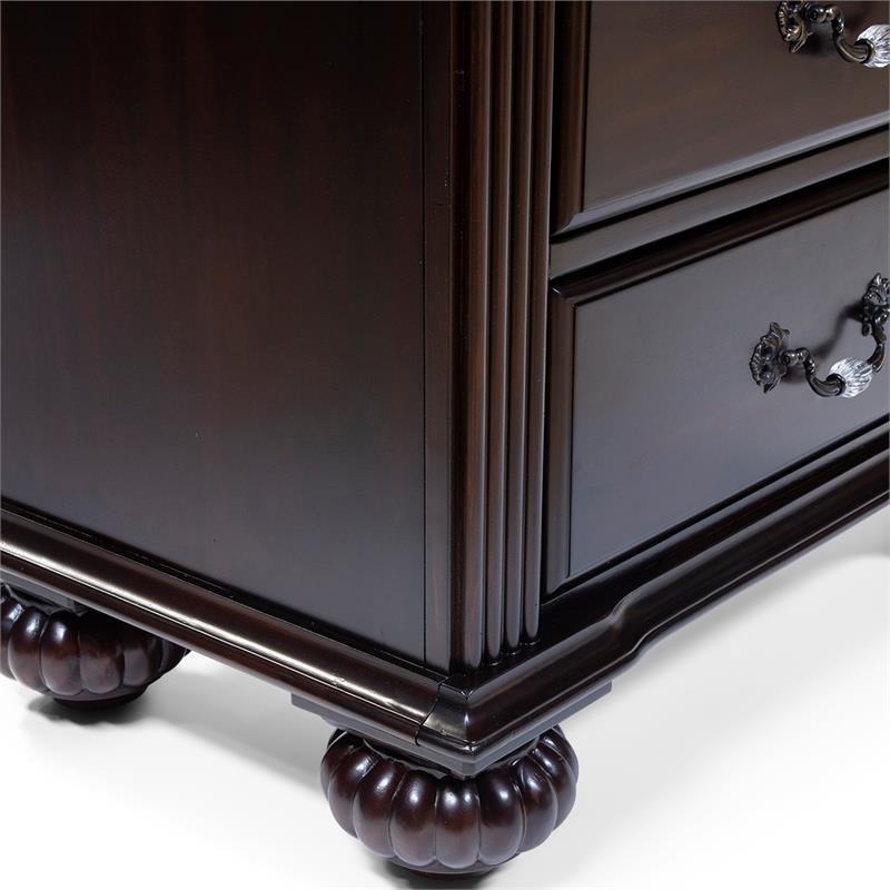 Furniture of America Damos Solid Wood 3-Drawer Nightstand in Dark Walnut