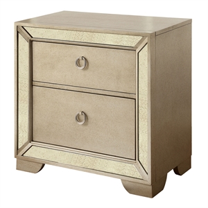 furniture of america celina glam wood 2-drawer nightstand in gold champagne