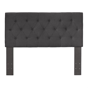 furniture of america warscher contemporary fabric tufted panel headboard in gray