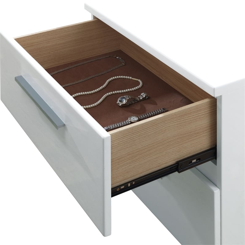 Furniture of America Rayland Solid Wood 2-Drawer Nightstand in Glossy White
