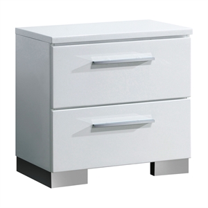 furniture of america rayland solid wood 2-drawer nightstand in glossy white