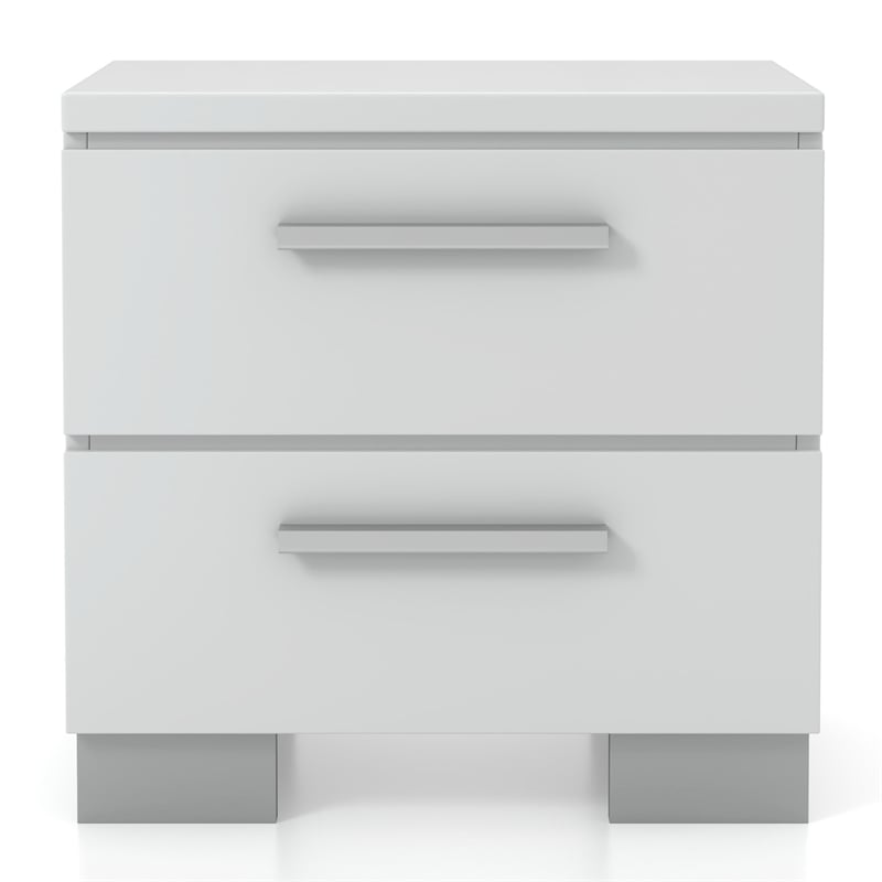Furniture of America Rayland Solid Wood 2-Drawer Nightstand in Glossy White