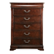 Furniture of America Ruben Traditional Solid Wood 5-Drawer Chest in Cherry