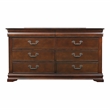 Furniture of America Ruben Traditional Solid Wood 6-Drawer Dresser in Cherry