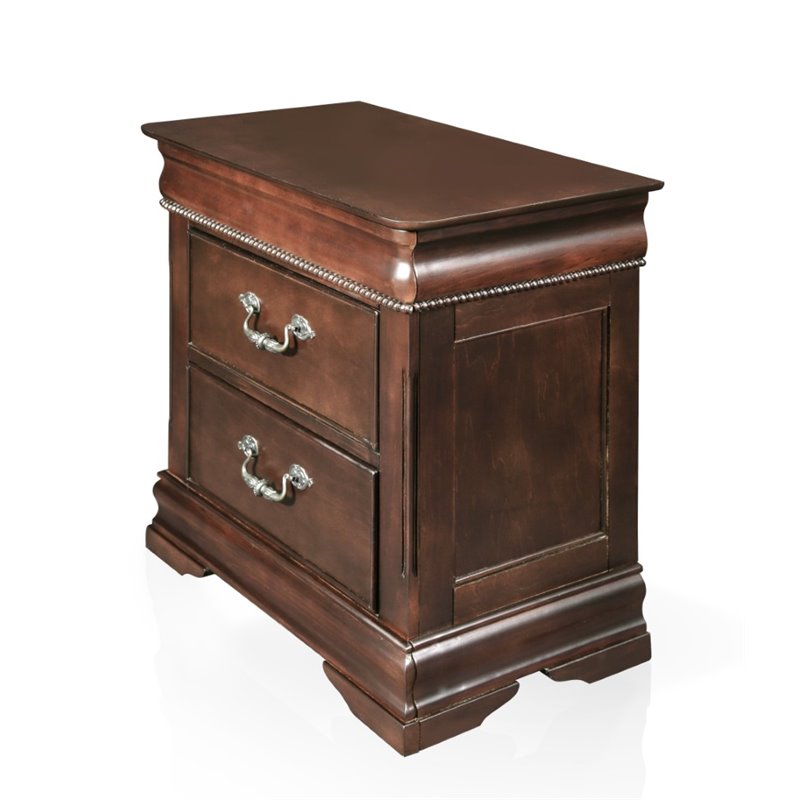 Furniture Of America Ruben 2 Drawer Nightstand In Cherry Idf 7260n Furniture Of America Ruben 2 Drawer Nightstand In Cherry