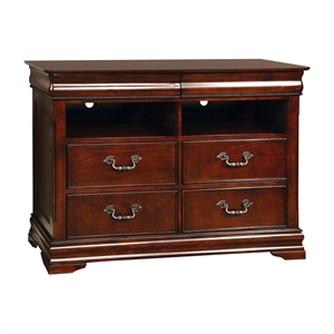 furniture of america ruben traditional solid wood 4-drawer media chest in cherry