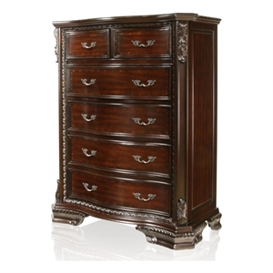 furniture of america cheston solid wood 6-drawer chest in brown cherry