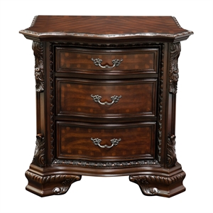 furniture of america cheston solid wood 3-drawer nightstand in brown cherry
