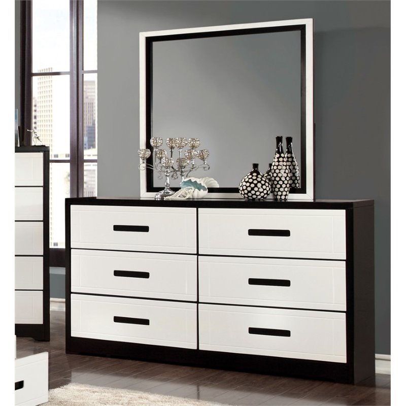 Furniture Of America Pillwick 6 Drawer Dresser And Mirror Set In