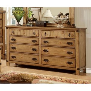 furniture of america sesco 8 drawer cottage solid double dresser in burnished pine