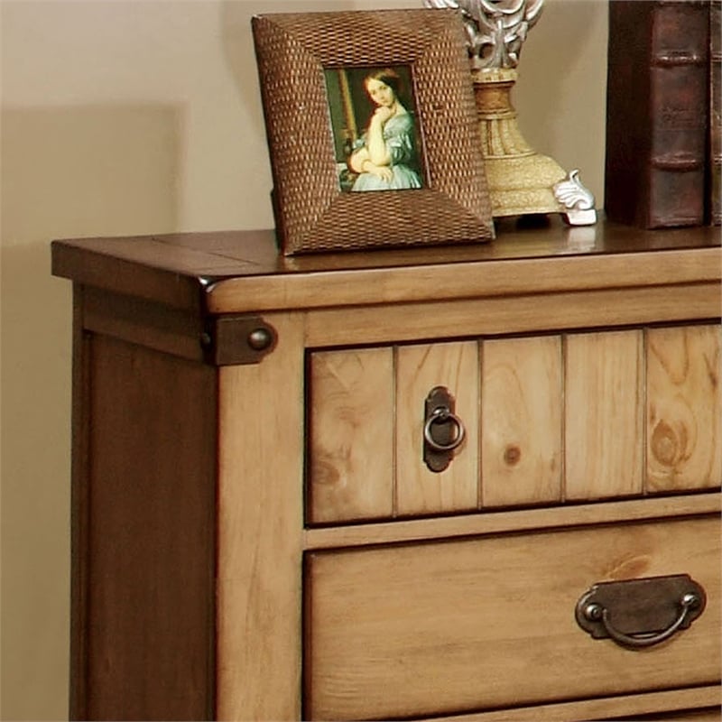 Furniture of America Sesco Cottage Wood 3-Drawer Nightstand in Brown Elm