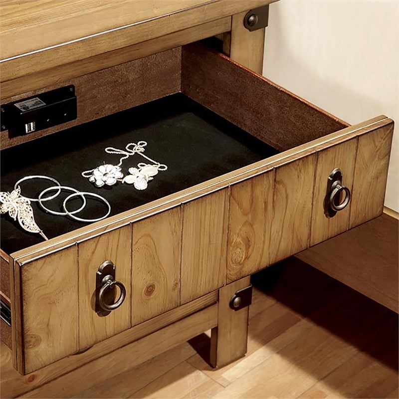 Furniture of America Sesco Cottage Wood 3-Drawer Nightstand in Brown Elm