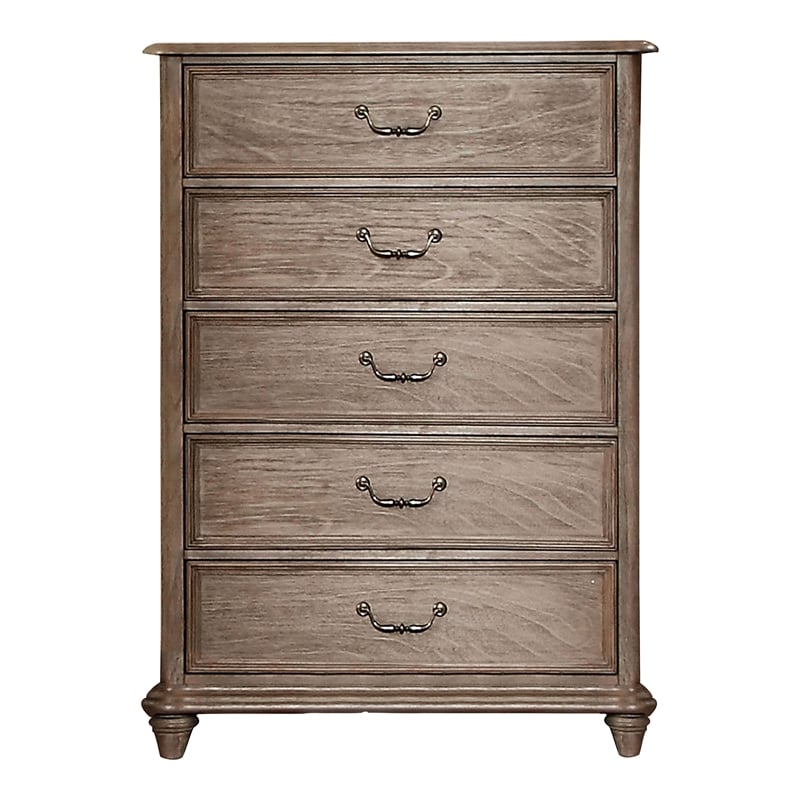 Furniture of America Calpa Solid Wood 5-Drawer Chest in Rustic Natural Tone