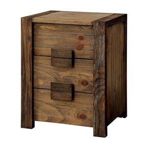 furniture of america elbert 3 drawer contemporary wooden nightstand