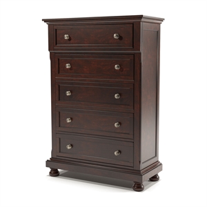 furniture of america caiden transitional wood 5-drawer chest in dark cherry