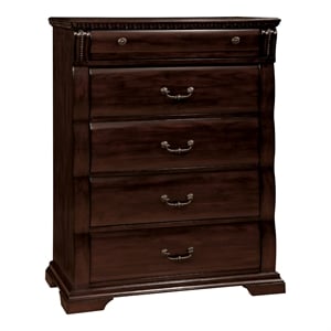 Furniture of America Oulette Transitional Wood 5-Drawer Chest in Cherry