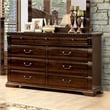 Furniture of America Oulette Transitional Wood 9-Drawer Dresser in Cherry