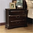 Furniture of America Oulette Transitional Wood 3-Drawer Nightstand in Cherry