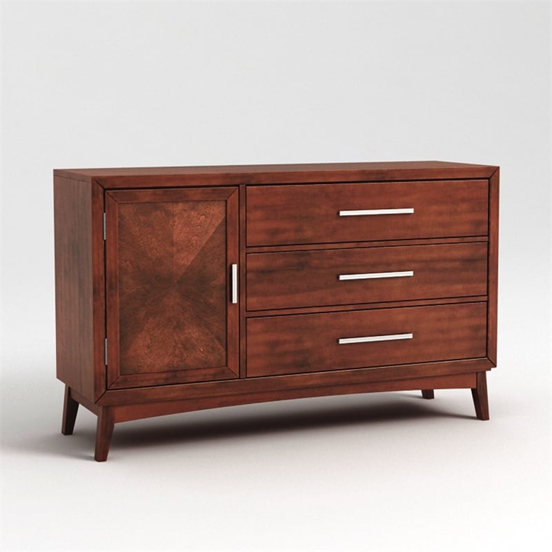 Furniture of America Bryant Solid Wood 3Drawer Dresser in Brown Cherry