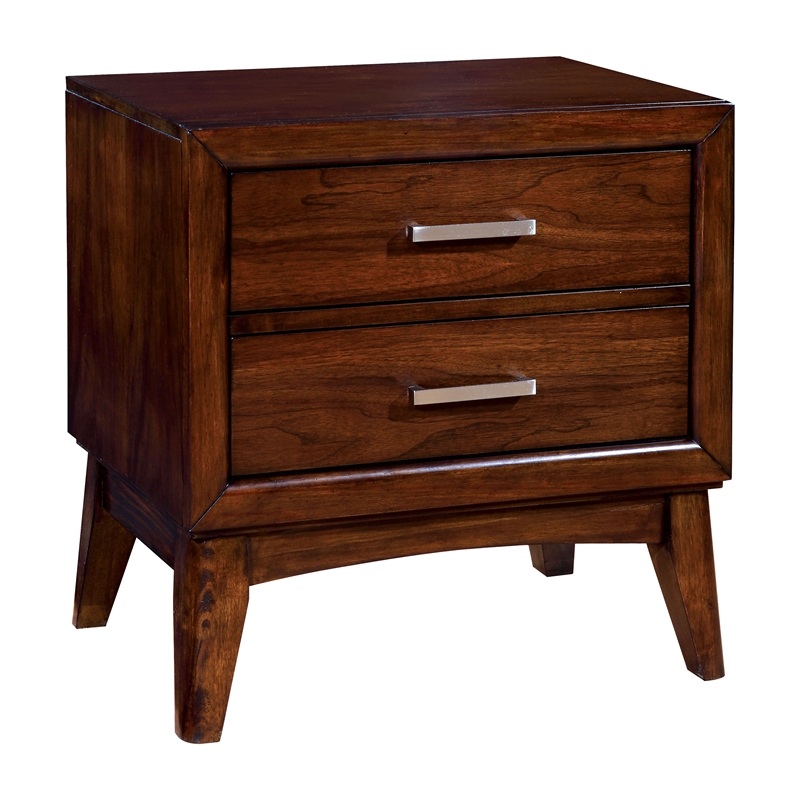 Furniture Of America Bryant 2 Drawer Wood Nightstand In Brown Cherry Idf 7792n
