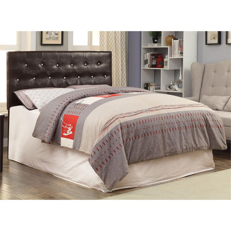 Furniture Of America Chasidy Faux, Brown Faux Leather Headboard Queen