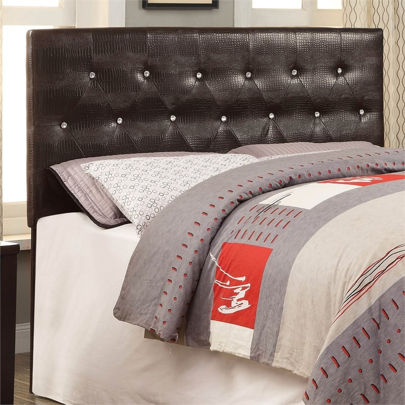 Furniture of America Chasidy Faux Leather Full/Queen Headboard in Brown