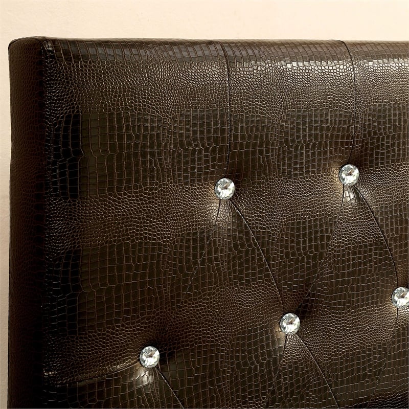 Furniture of America Chasidy Faux Leather Full/Queen Headboard in Brown