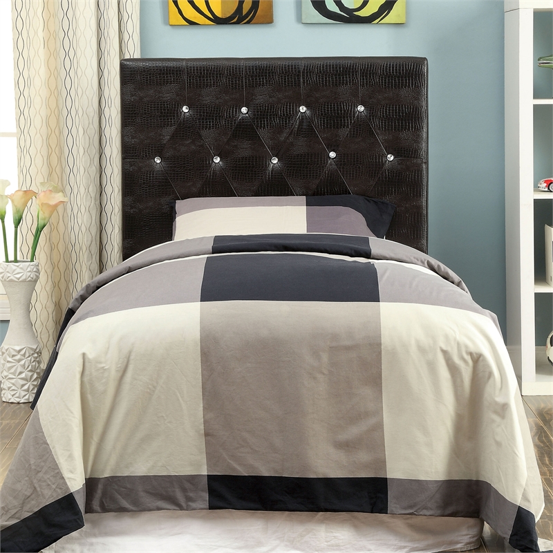 Furniture of America Chasidy Faux Leather Twin Headboard in Brown