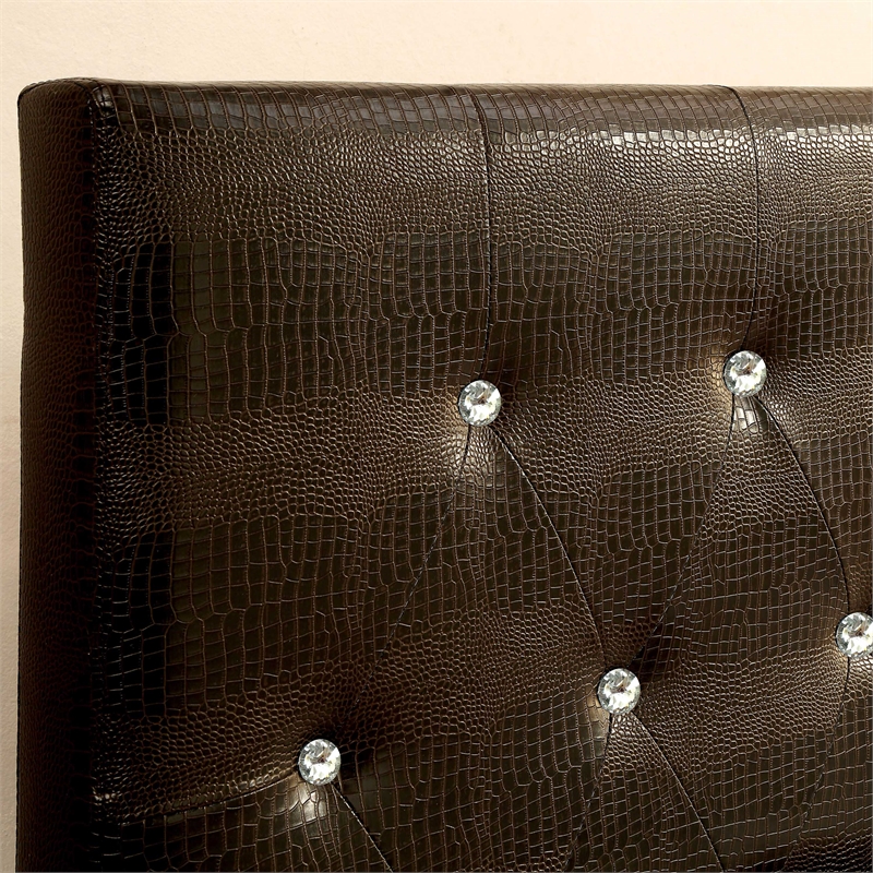 Furniture of America Chasidy Faux Leather Twin Headboard in Brown