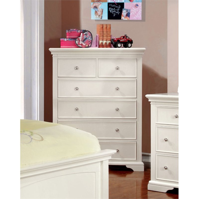 Furniture Of America Anitta Transitional 6 Drawer Chest In White