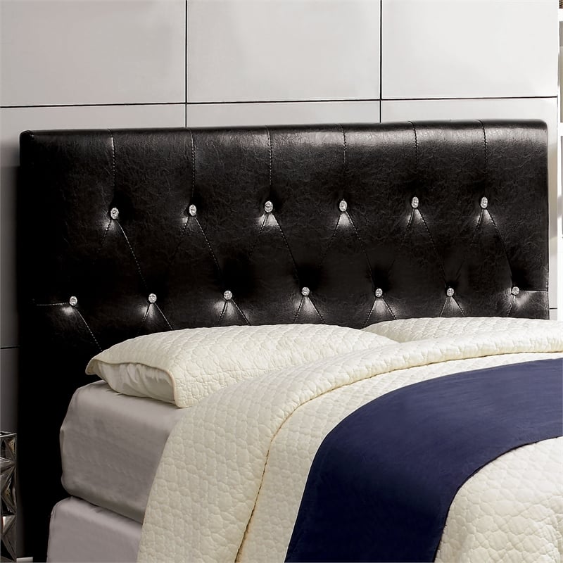 Furniture of America Kylen Faux Leather Full/Queen Headboard in Black