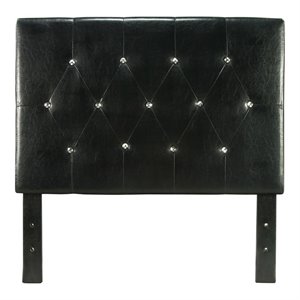 furniture of america kylen faux leather tufted panel headboard in black