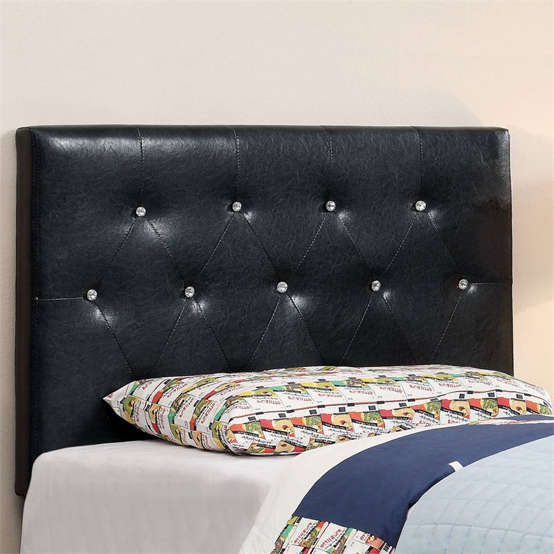 Furniture of America Kylen Faux Leather Twin Headboard in Black