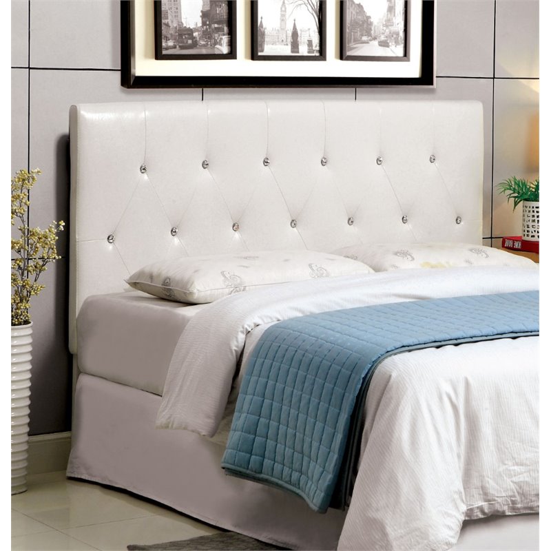 Furniture of America Kylen Full Queen Leather Headboard in White