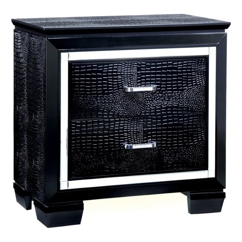 Furniture of America Rachel Solid Wood 2-Drawer Nightstand in Black