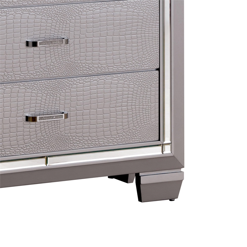 Furniture of America Rachel Contemporary Solid Wood 5-Drawer Chest in Silver