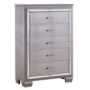 Furniture of America Rachel Contemporary Solid Wood 5-Drawer Chest in Silver